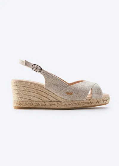 Viscata Llansa Premium Fabrics Canvas Espadrille Sandal Wedges In Neutral