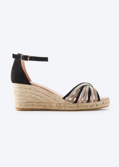 Viscata Miera Suede Espadrille Sandal Wedges In Black