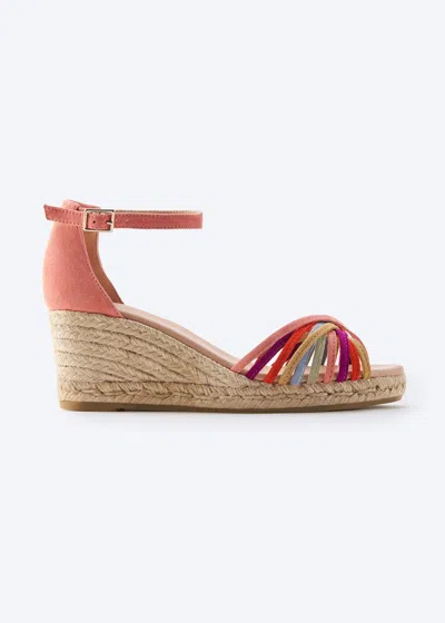 Viscata Miera Suede Espadrille Sandal Wedges In Pink