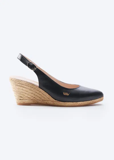 Viscata Palomera Leather Espadrille Wedges In Black