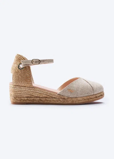 Viscata Pubol Premium Fabrics Canvas Espadrille Wedges In Gold