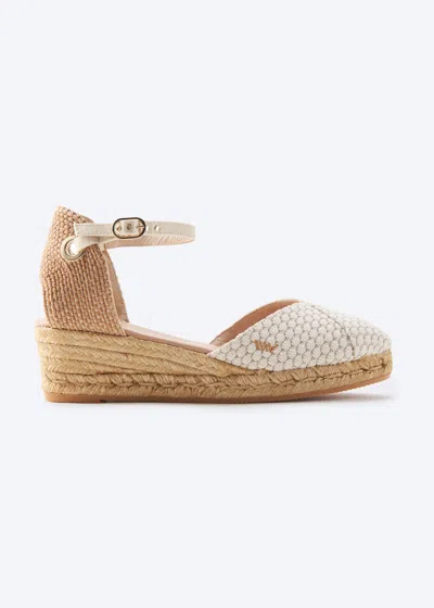 Viscata Pubol Premium Fabrics Canvas Espadrille Wedges In White