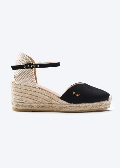 Viscata Reus Canvas Espadrille Wedges In Black