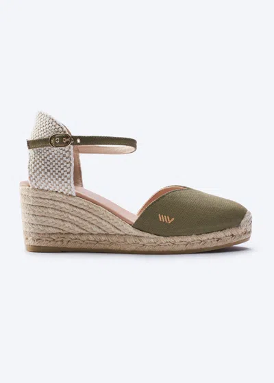 Viscata Reus Canvas Espadrille Wedges In Green