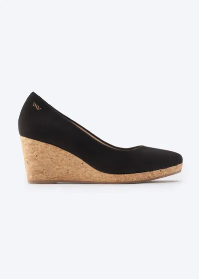 Viscata Riera Suede Cork Wedges In Black