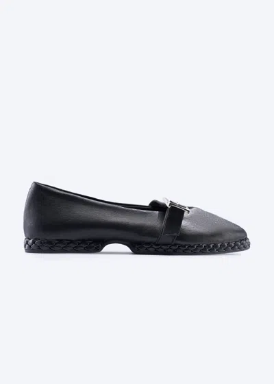Viscata Rimini Leather Mary Jane Flats In Black