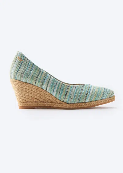 Viscata Roses Archive Canvas V Cut Espadrille Wedges In Blue