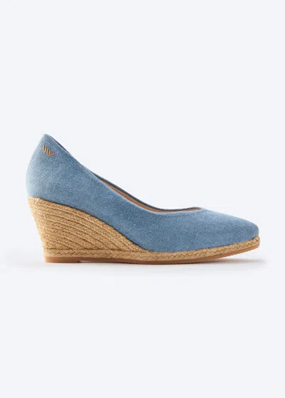 Viscata Roses Archive Canvas V Cut Espadrille Wedges In Blue