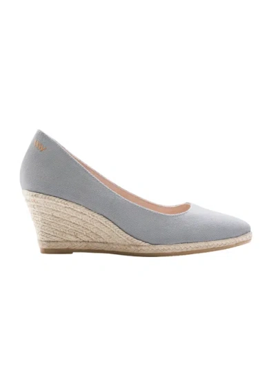 Viscata Roses Canvas U Cut Espadrille Wedges In Ash