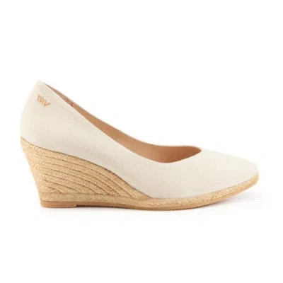 Viscata Roses Canvas V Cut Espadrille Wedges In Beige