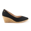 Viscata Roses Canvas V Cut Espadrille Wedges In Black