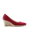 Viscata Roses Canvas V Cut Espadrille Wedges In Cherry