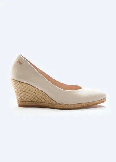 Viscata Roses Canvas V Cut Espadrille Wedges In Nude