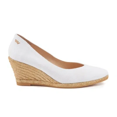 Viscata Roses Limited Edition Canvas U Cut Espadrille Wedges In White