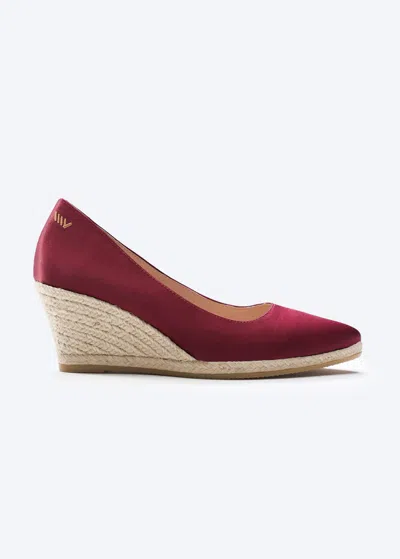 Viscata Roses Limited Edition Silk U Cut Espadrille Wedges In Red