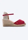 Viscata Sacova Limited Edition Canvas Espadrille Sandal Wedges In Red