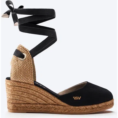 Viscata Sagaro Canvas Espadrille Wedges In Black