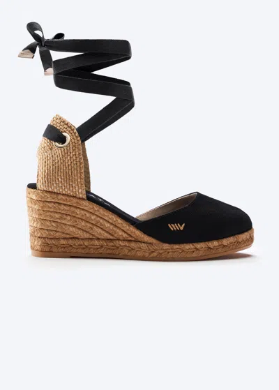 Viscata Sagaro Canvas Espadrille Wedges In Black