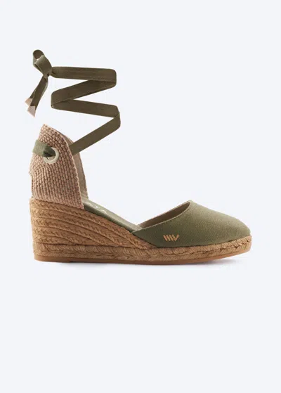 Viscata Sagaro Canvas Espadrille Wedges In Green