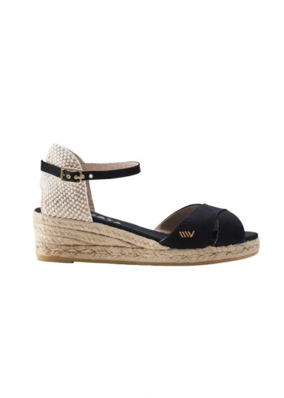 Viscata Salina Canvas Espadrille Sandal Wedges In Black