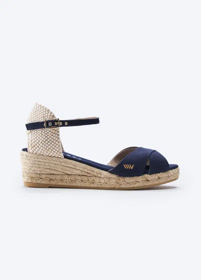 Viscata Salina Canvas Espadrille Sandal Wedges In Blue