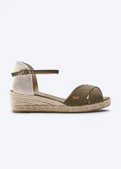 Viscata Salina Canvas Espadrille Sandal Wedges In Green