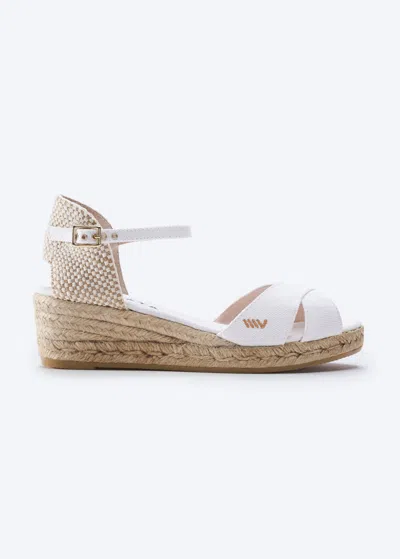 Viscata Salina Canvas Espadrille Sandal Wedges In White