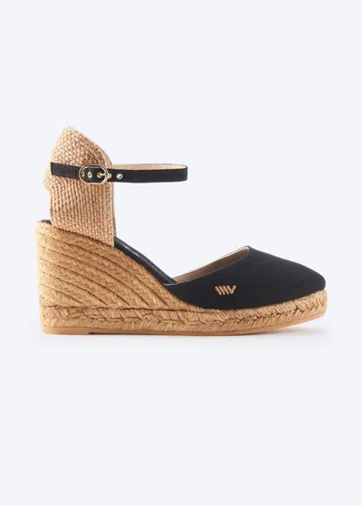 Viscata Satuna Canvas Espadrille Wedges In Black