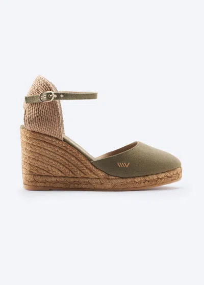 Viscata Satuna Canvas Espadrille Wedges In Green