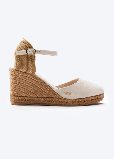 Viscata Satuna Canvas Espadrille Wedges In Sand