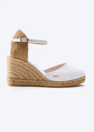 Satuna Canvas Espadrille Wedges In White from Viscata