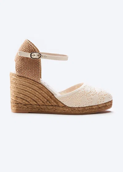 Viscata Satuna Premium Fabrics Canvas Espadrille Wedges In White