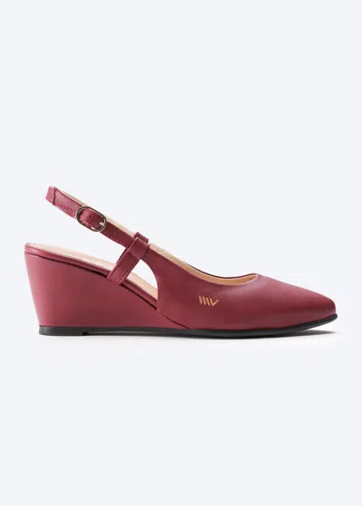 Viscata Tivoli Leather Wedges In Burgundy