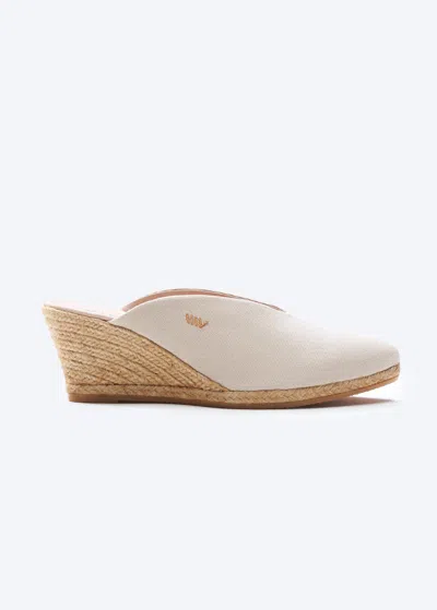Viscata Truja Canvas Espadrille Mule Wedges In Sand