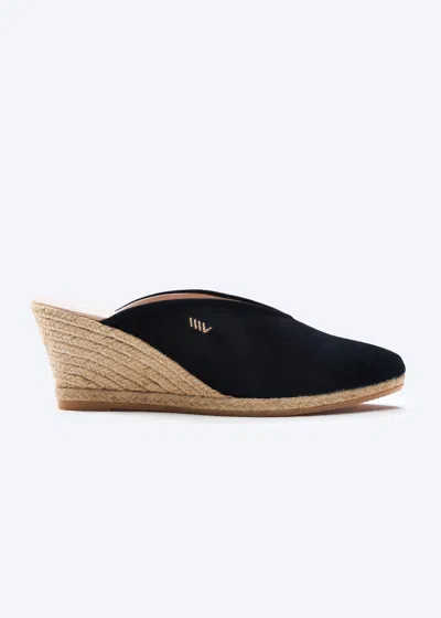 Viscata Truja Suede Espadrille Mule Wedges In Black