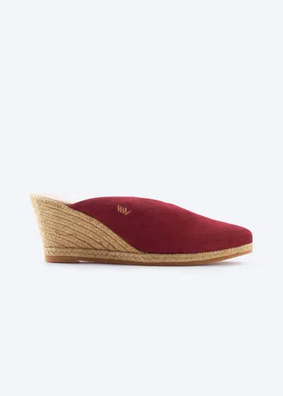 Viscata Truja Suede Espadrille Mule Wedges In Burgundy