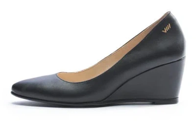Viscata Verona Leather Wedges In Black