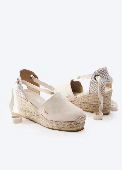 Viscata Escala Canvas Espadrille Wedges In Beige
