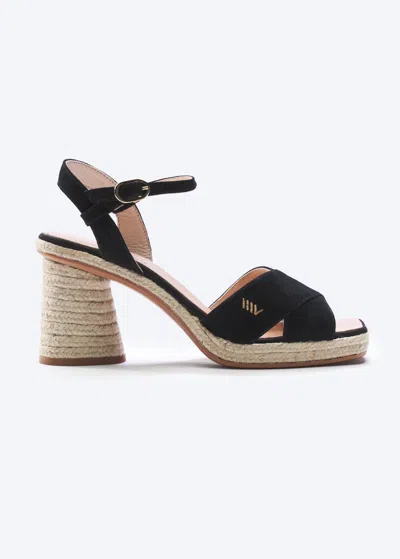 Viscata Xelida Suede Espadrille Sandal Heels In Black