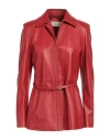 Visconf Woman Jacket Red Size 6 Leather