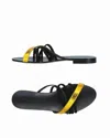 Visconti & Du Reau Women's Snake Metallic Strap Leather Flat Sandals In Black In Black