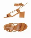 Visconti & Du Reau Women's Suede Leather Ankle Wrap Block Heel Sandals In Brown In Brown