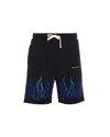 Vision Of Super Bermuda Nero Con Fiamme Ricamate In Black