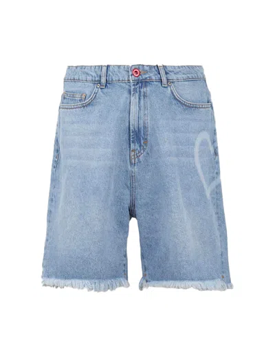 Vision Of Super Bermuda Heart Laser Print N Denim Blu
