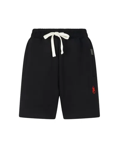 Vision Of Super Flame-embroidered Track Shorts In Black