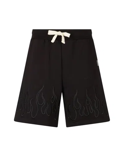 VISION OF SUPER BERMUDA NERO CON FIAMME RICAMATE