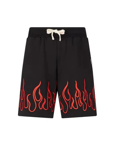 Vision Of Super Bermuda Nero Con Fiamme Ricamate