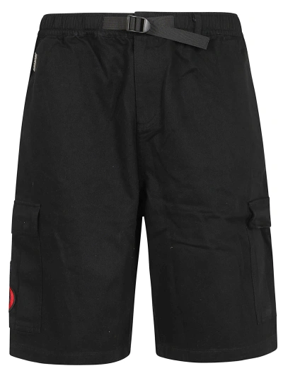 Vision Of Super Black Cargo Shorts With Flames Patch And Printed Logo
