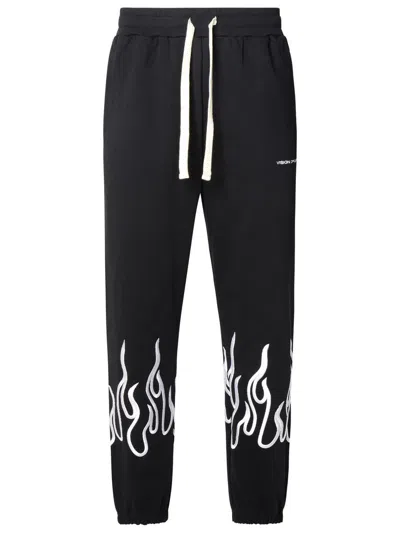 Vision Of Super Black Cotton Track Pants In Black/white