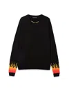 Vision Of Super Black Crewneck With Red Shaded Flames In Black